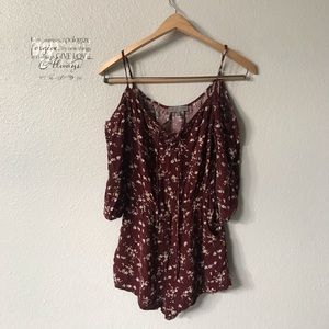 Maroon floral romper